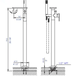 ALFI brand AB2875-BN Brushed Nickel Free Standing Floor Mounted Bath Tub Filler