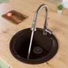 ALFI brand AB2020DI-C Chocolate 20" Drop-In Round Granite Composite Kitchen Prep Sink