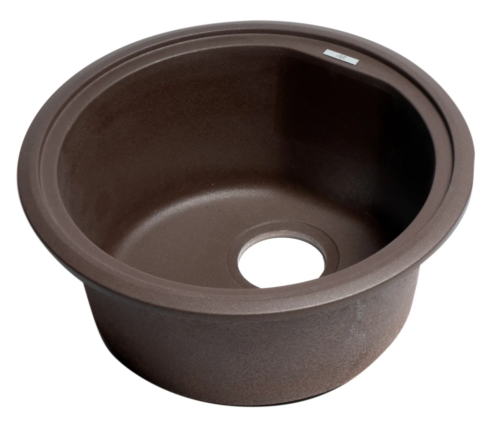 ALFI brand AB1717DI-C Chocolate 17" Drop-In Round Granite Composite Kitchen Prep Sink