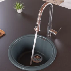 ALFI brand AB1717DI-T Titanium 17" Drop-In Round Granite Composite Kitchen Prep Sink