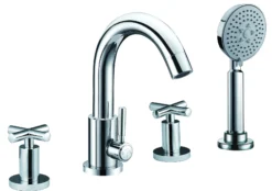 ALFI brand AB2503-PC Polished Chrome Deck Mounted Tub Filler with Hand Held Showerhead