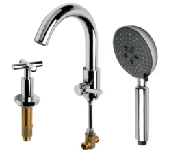 ALFI brand AB2503-PC Polished Chrome Deck Mounted Tub Filler with Hand Held Showerhead