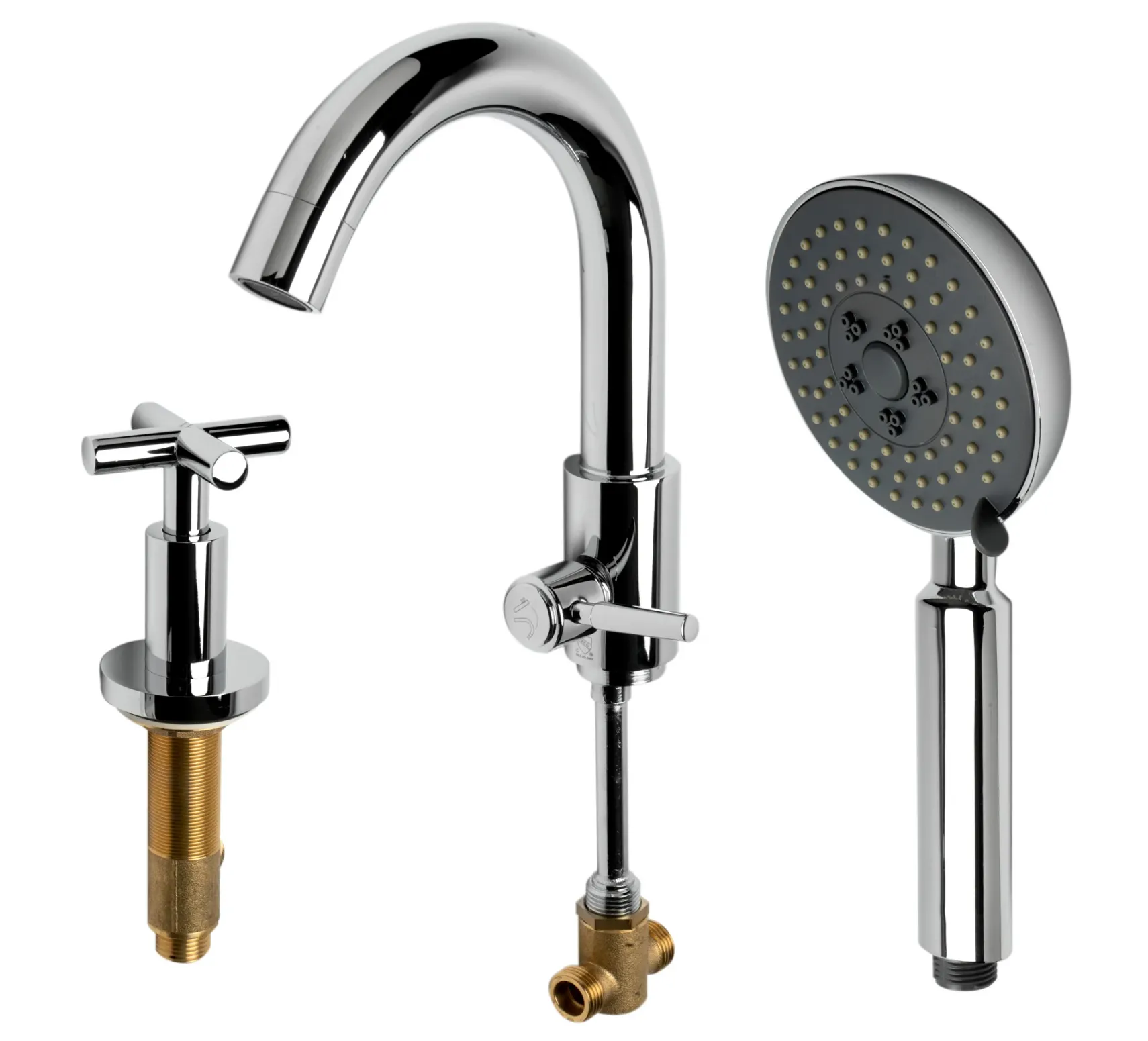 ALFI brand AB2503-PC Polished Chrome Deck Mounted Tub Filler with Hand Held Showerhead