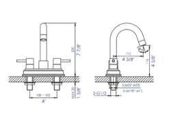 ALFI brand AB1400-PC Polished Chrome Two-Handle 4'' Centerset Bathroom Faucet