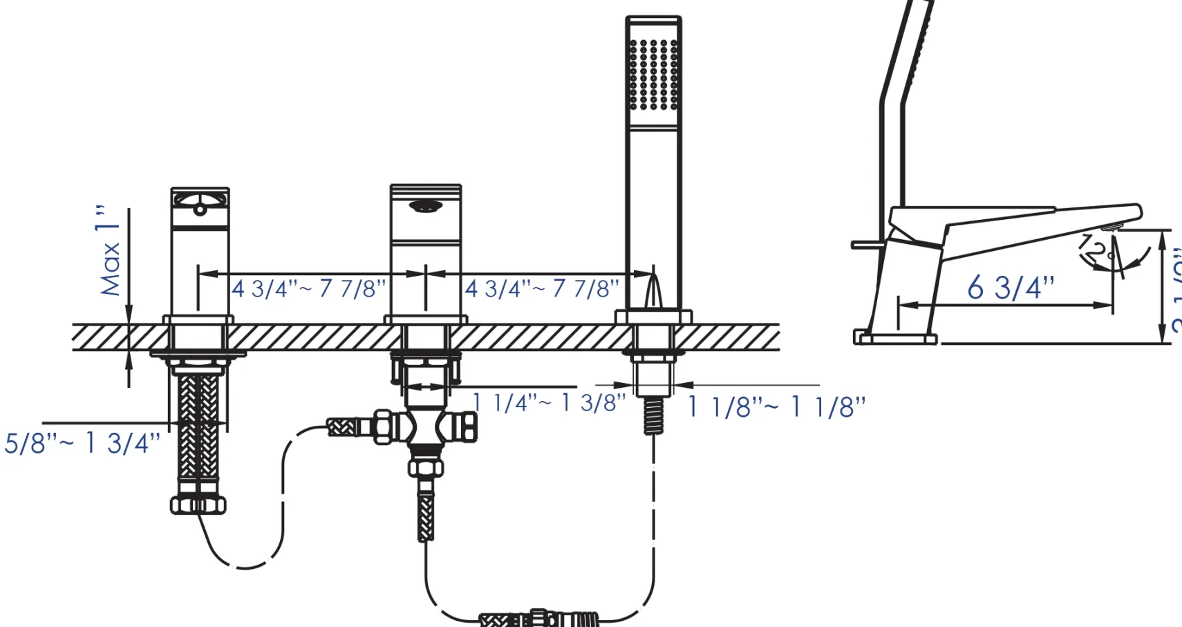 ALFI brand, AB2464-PC Polished Chrome Tub Filler & Shower Head