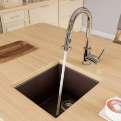 ALFI brand AB1720UM-C Chocolate 17" Undermount Rectangular Granite Composite Kitchen Prep Sink