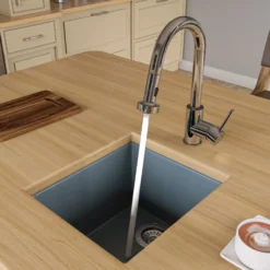 ALFI brand AB1720UM-T Titanium 17" Undermount Rectangular Granite Composite Kitchen Prep Sink