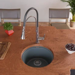 ALFI brand AB1717UM-T Titanium 17" Undermount Round Granite Composite Kitchen Prep Sink