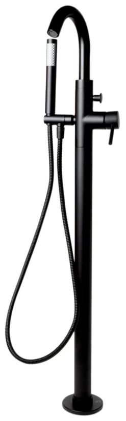 ALFI brand Brass, AB2534-BM Black Matte Single Lever Floor Mounted Tub Filler Mixer w Hand Held Shower Head