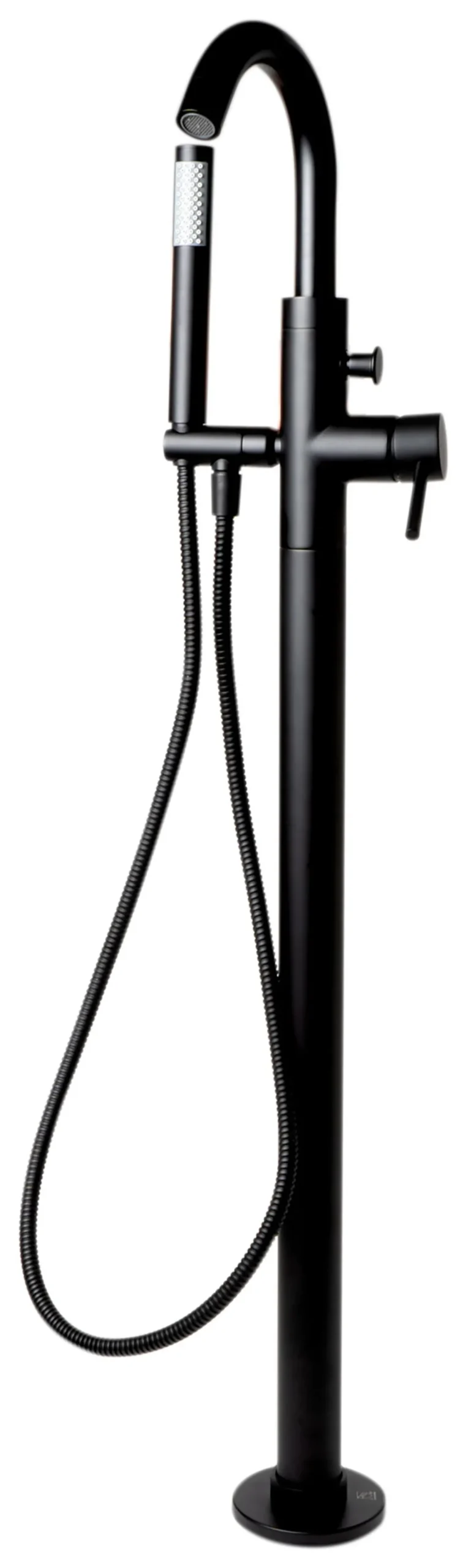 ALFI brand Brass, AB2534-BM Black Matte Single Lever Floor Mounted Tub Filler Mixer w Hand Held Shower Head