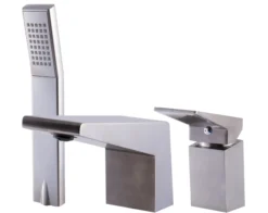 ALFI brand Brass, AB2464-BN Brushed Nickel Deck Mounted 3 Hole Tub Filler & Shower Head