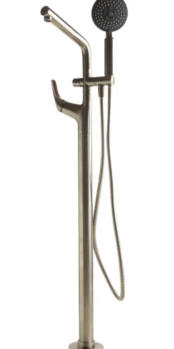 ALFI brand Brass, AB2758-BN Brushed Nickel Floor Mounted Tub Filler + Mixer /w additional Hand Held Shower Head