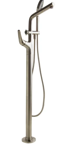 ALFI brand Brass, AB2758-BN Brushed Nickel Floor Mounted Tub Filler + Mixer /w additional Hand Held Shower Head