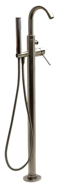 ALFI brand Brass, AB2534-BN Brushed Nickel Single Lever Floor Mounted Tub Filler Mixer w Hand Held Shower Head