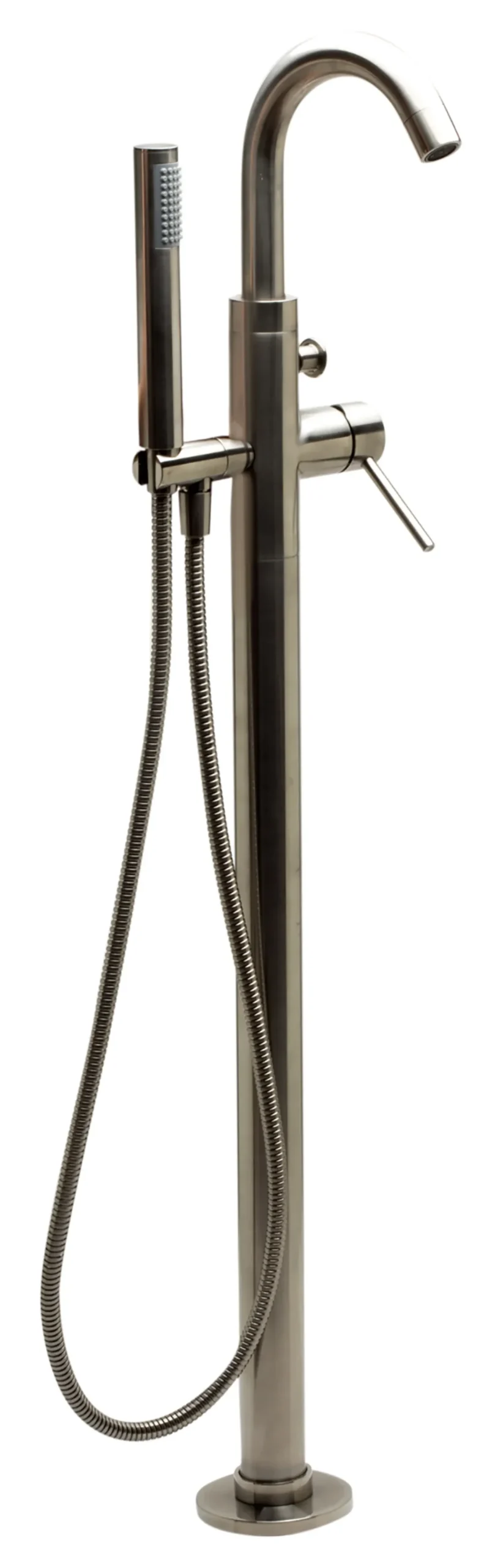 ALFI brand Brass, AB2534-BN Brushed Nickel Single Lever Floor Mounted Tub Filler Mixer w Hand Held Shower Head