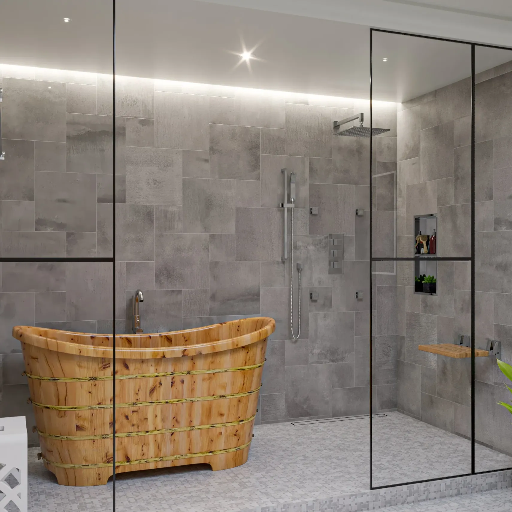 ALFI brand Brass, AB2534-BN Brushed Nickel Single Lever Floor Mounted Tub Filler Mixer w Hand Held Shower Head
