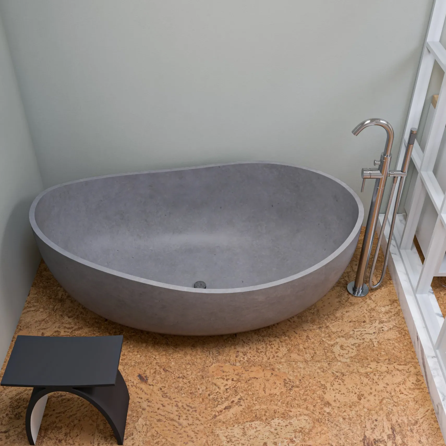 ALFI brand Brass, AB2534-BN Brushed Nickel Single Lever Floor Mounted Tub Filler Mixer w Hand Held Shower Head