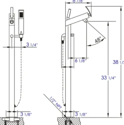 ALFI brand Brass, AB2728-BN Brushed Nickel Floor Mounted Tub Filler + Mixer /w additional Hand Held Shower Head