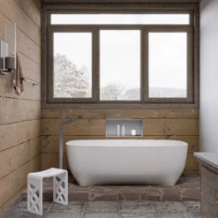 ALFI brand Brass, AB2728-BN Brushed Nickel Floor Mounted Tub Filler + Mixer /w additional Hand Held Shower Head