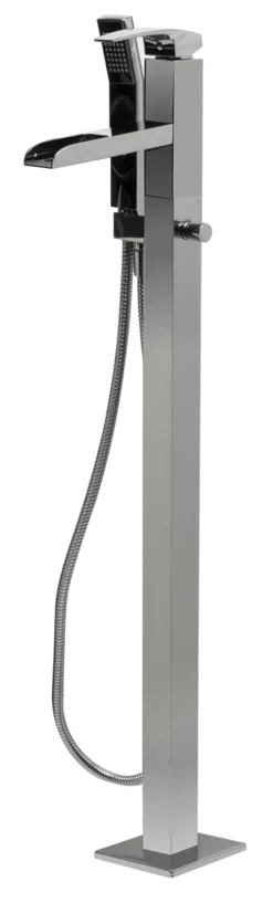 ALFI brand Brass, AB2843-PC Polished Chrome Single Hole Floor Mounted Waterfall Tub Filler