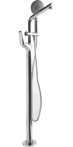 ALFI brand Brass, AB2758-PC Polished Chrome Floor Mounted Tub Filler + Mixer /w additional Hand Held Shower Head