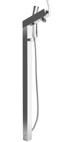 ALFI brand Brass, AB2728-PC Polished Chrome Floor Mounted Tub Filler + Mixer /w additional Hand Held Shower Head