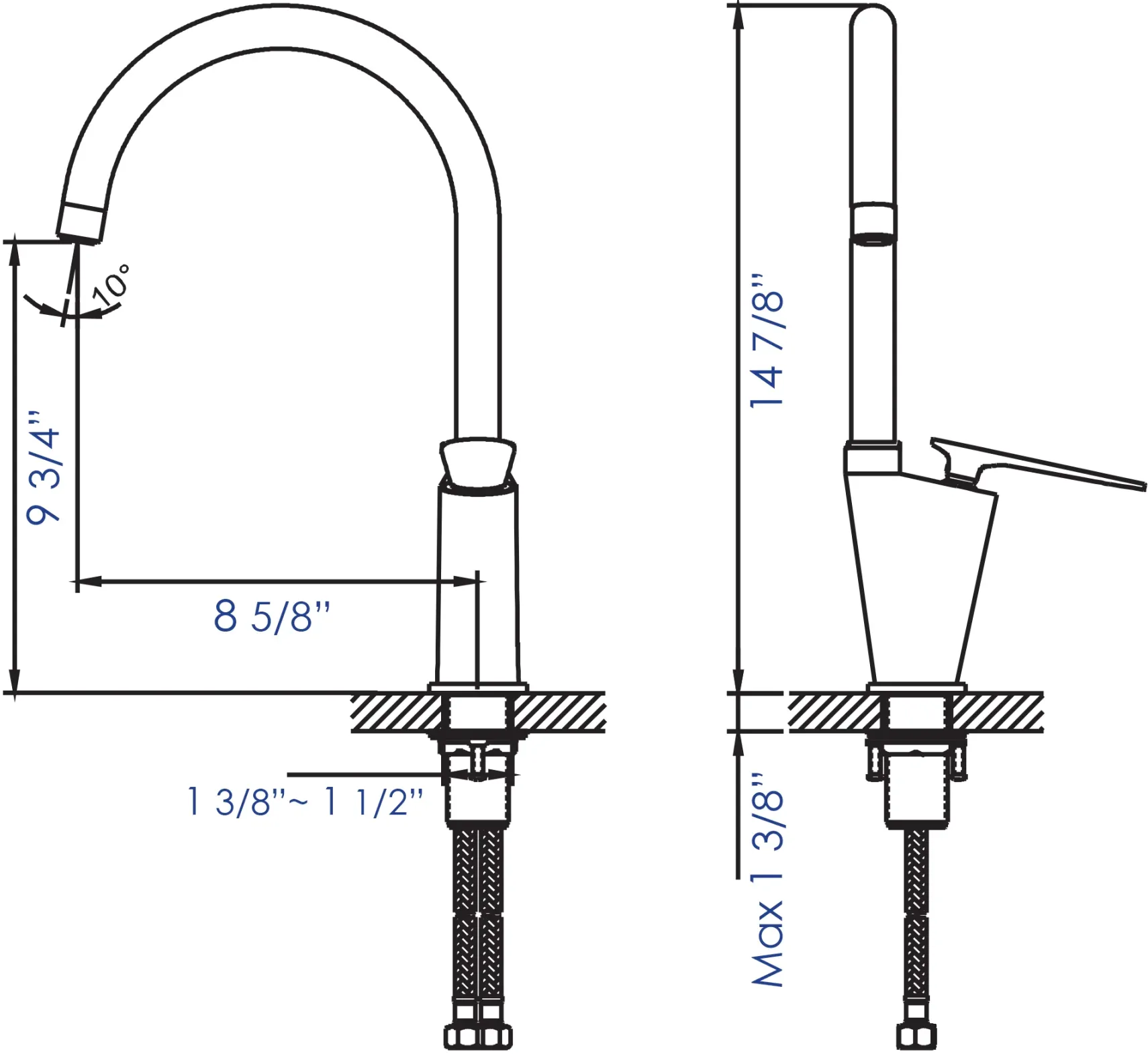 ALFI Brushed Nickel Gooseneck Single Hole Bathroom Faucet, AB3600-BN