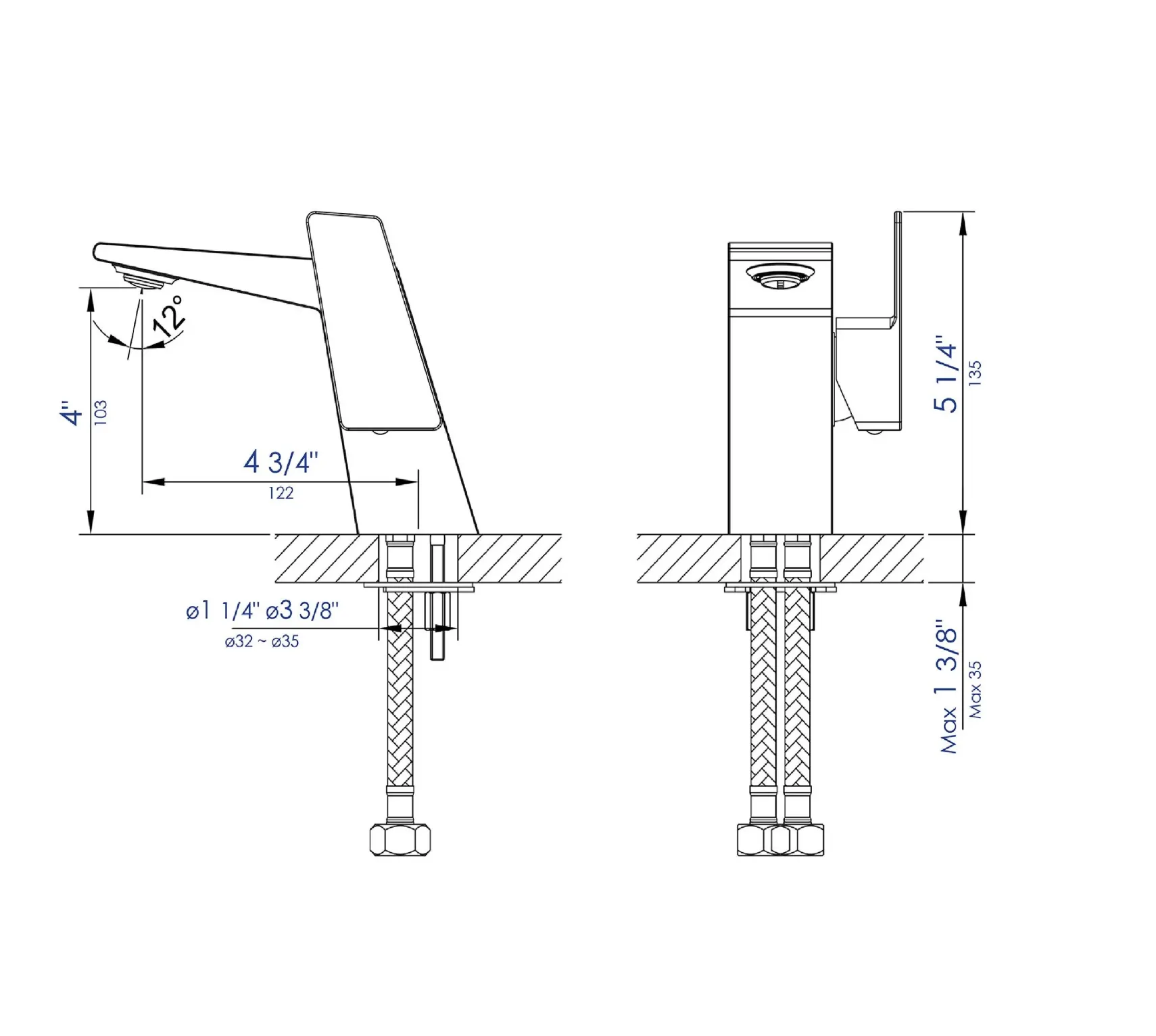 ALFI Brushed Nickel Modern Single Hole Bathroom Faucet, AB1470-BN