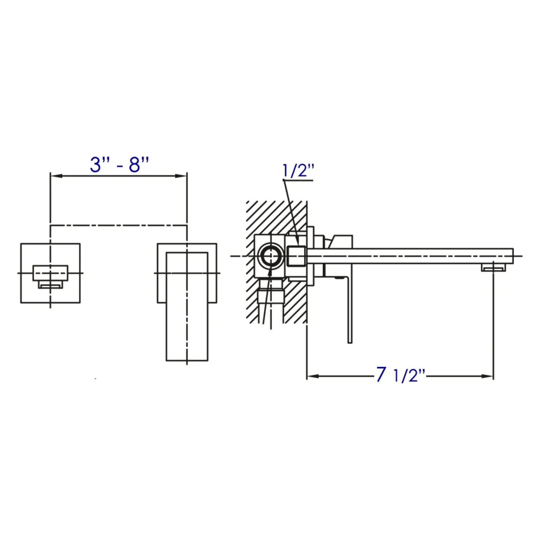 ALFI Brushed Nickel Single Lever Wallmount Bathroom Faucet, AB1468-BN