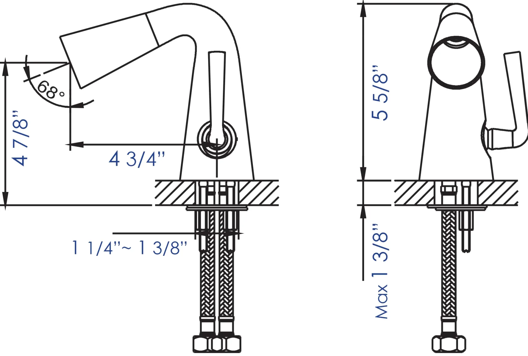 ALFI Brushed Nickel Single Hole Cone Waterfall Bathroom Faucet, AB1788-BN