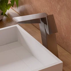 ALFI Brushed Nickel Single Hole Tall Bathroom Faucet, AB1475-BN