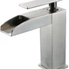 ALFI Brushed Nickel Single Hole Waterfall Bathroom Faucet, AB1598-BN