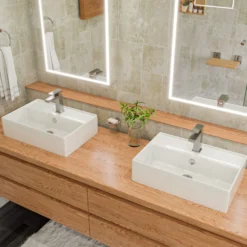 ALFI Brushed Nickel Square Single Lever Bathroom Faucet, AB1229-BN