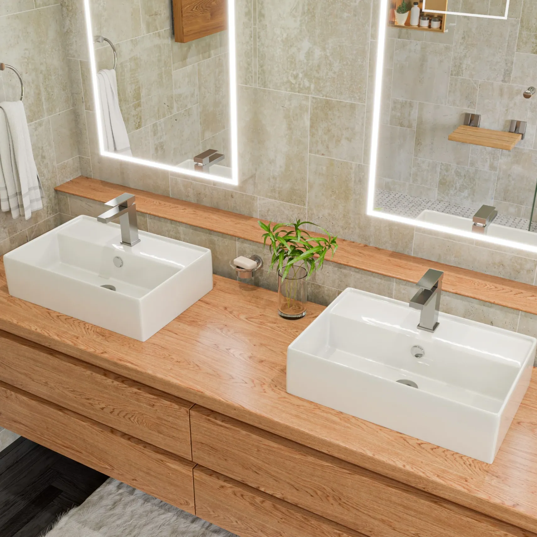 ALFI Brushed Nickel Square Single Lever Bathroom Faucet, AB1229-BN