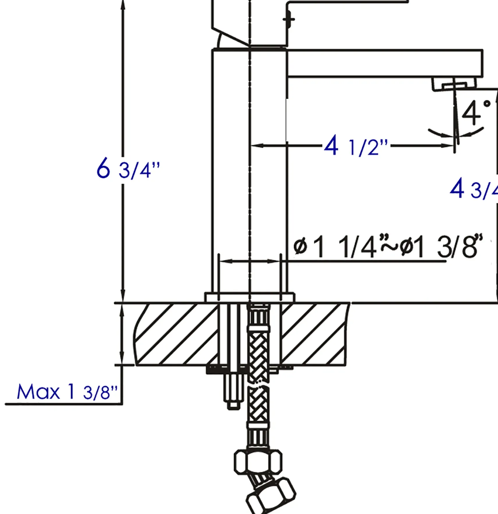ALFI Brushed Nickel Square Single Lever Bathroom Faucet, AB1229-BN