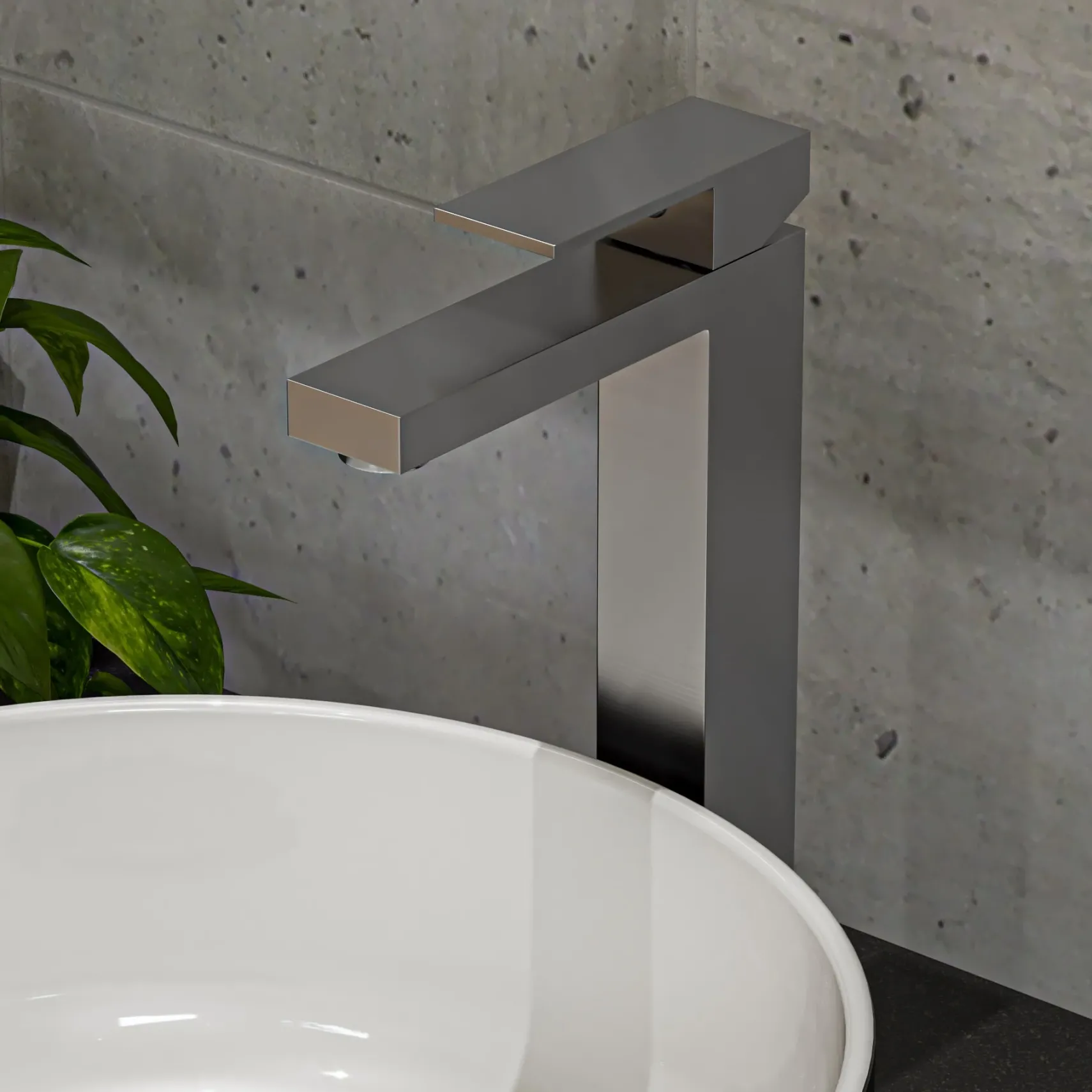 ALFI Brushed Nickel Tall Square Single Lever Bathroom Faucet, AB1129-BN