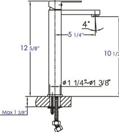 ALFI Brushed Nickel Tall Square Single Lever Bathroom Faucet, AB1129-BN