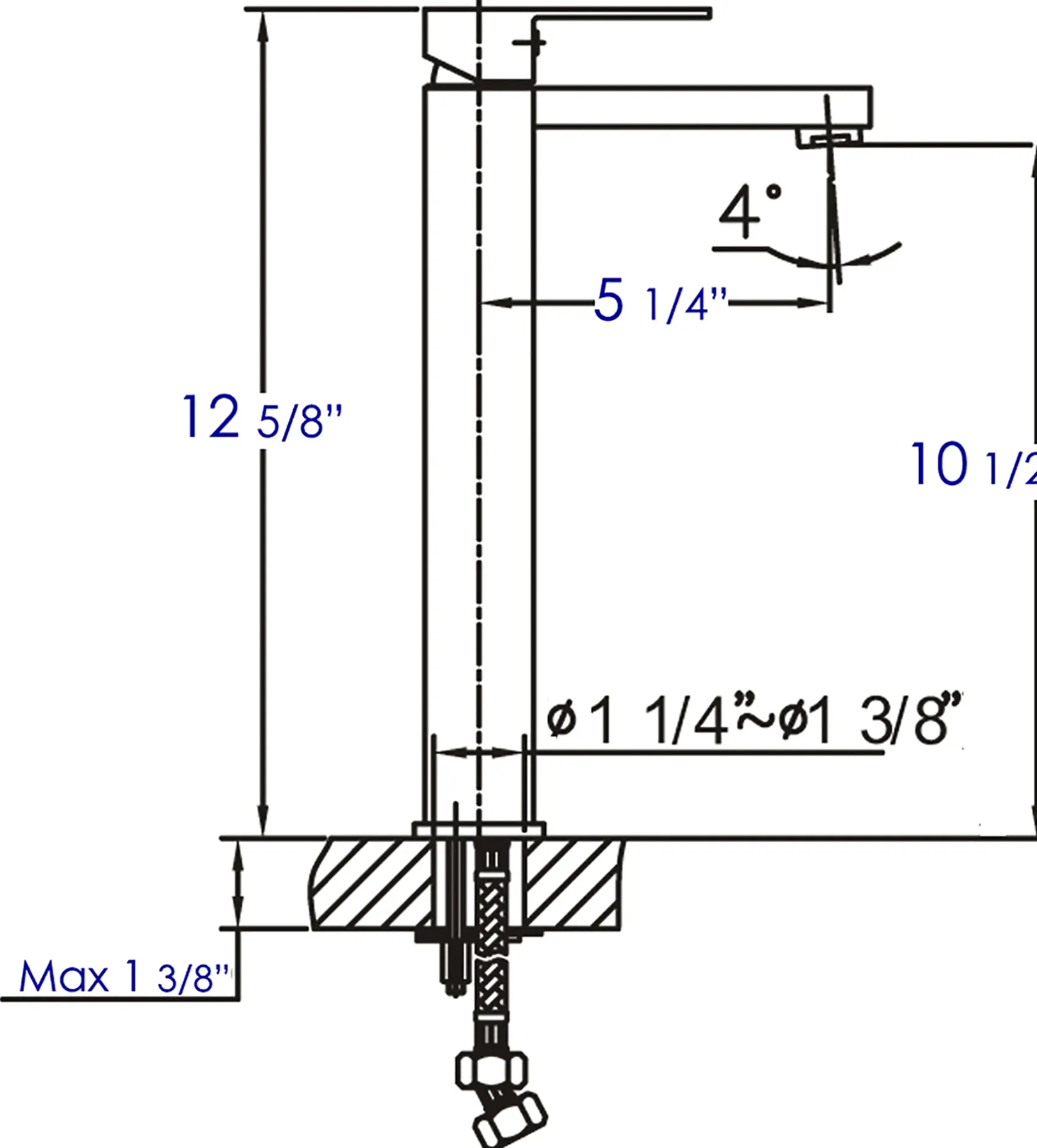 ALFI Brushed Nickel Tall Square Single Lever Bathroom Faucet, AB1129-BN