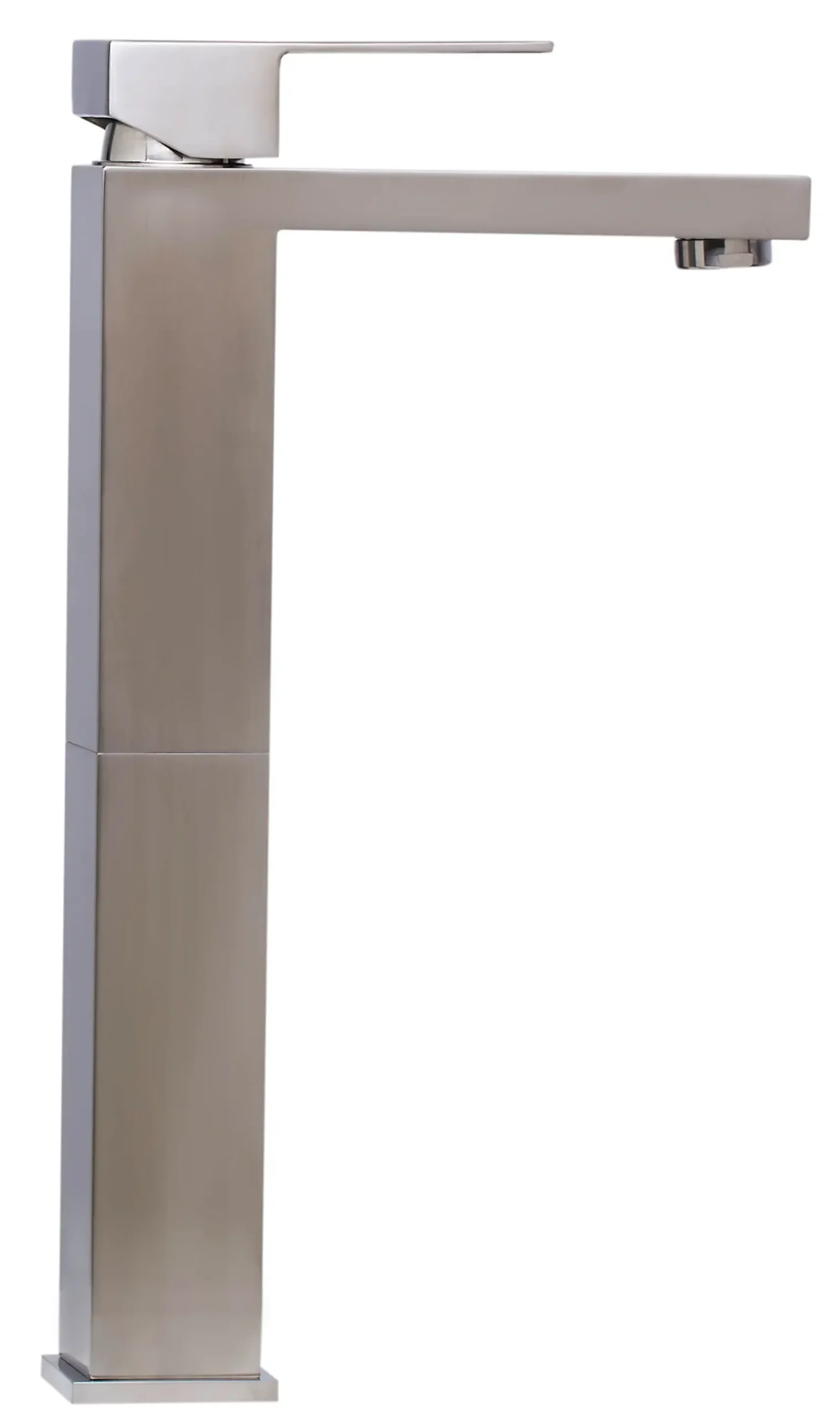 ALFI Brushed Nickel Tall Square Single Lever Bathroom Faucet, AB1129-BN