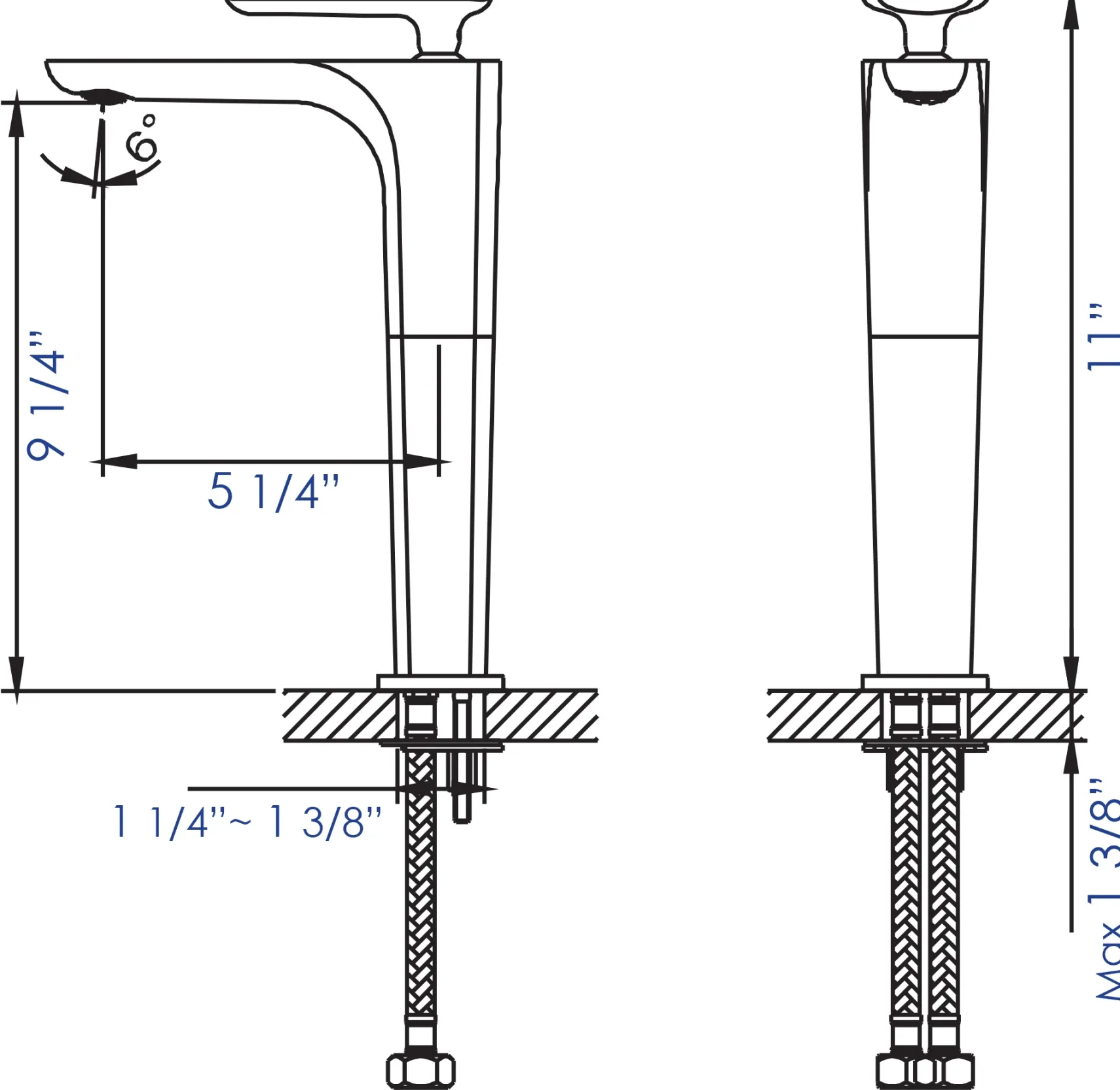 ALFI Brushed Nickel Tall Single Hole Modern Bathroom Faucet, AB1778-BN