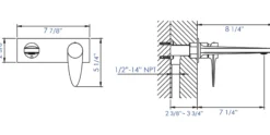 ALFI Brushed Nickel Wall Mounted Modern Bathroom Faucet, AB1772-BN