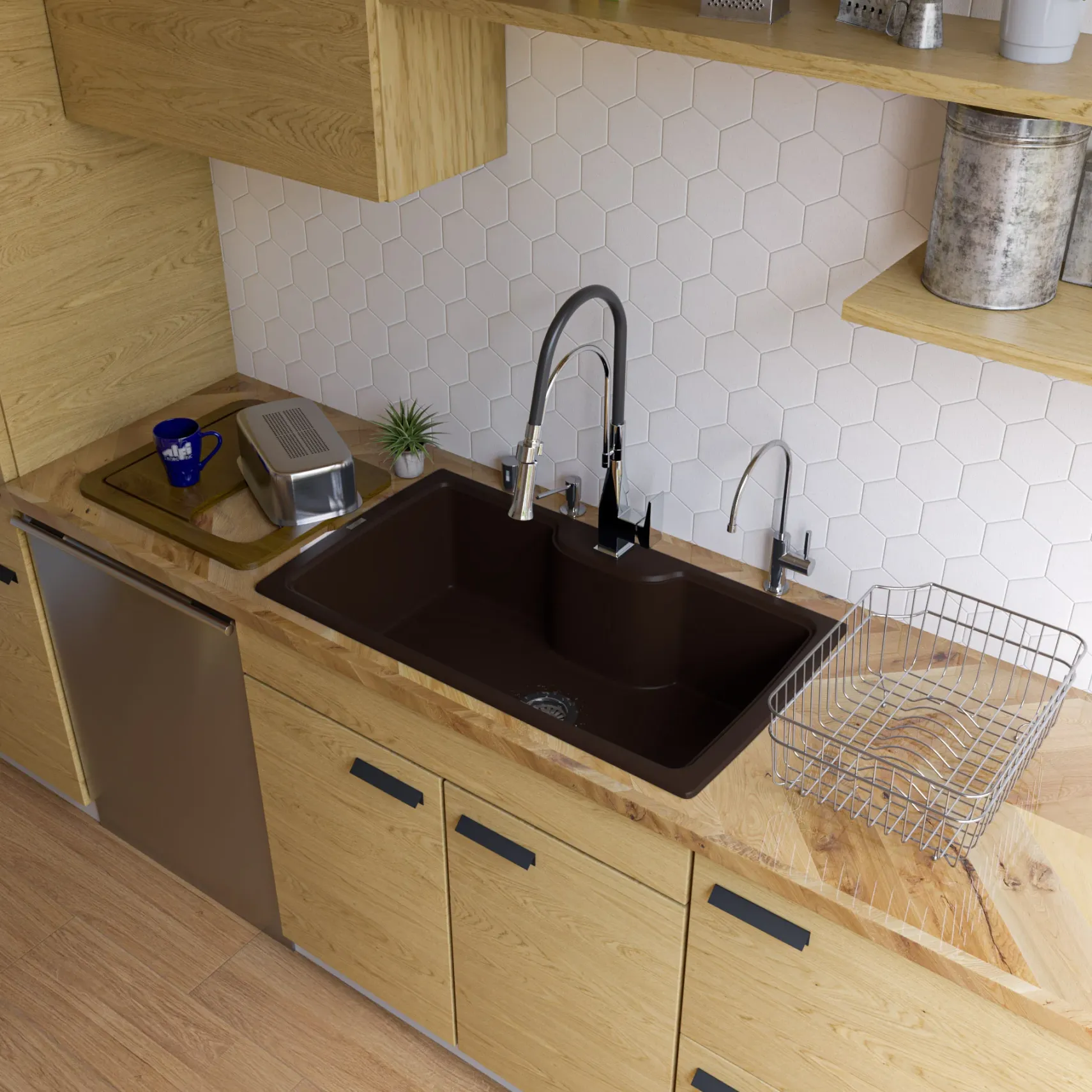 ALFI Chocolate 35" Drop-In Single Bowl Granite Composite Kitchen Sink, AB3520DI-C