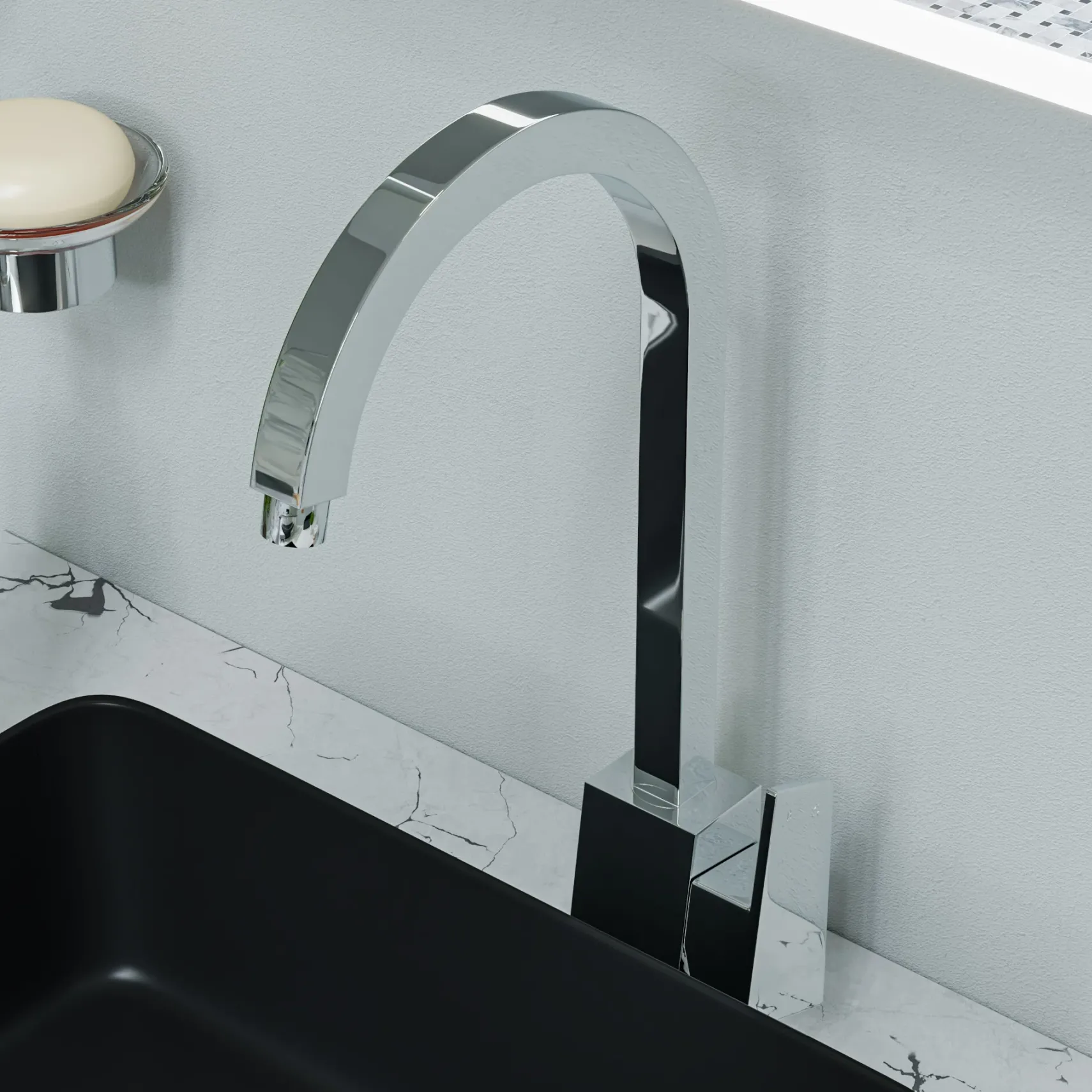 ALFI Polished Chrome Gooseneck Single Hole Bathroom Faucet, AB3470-PC