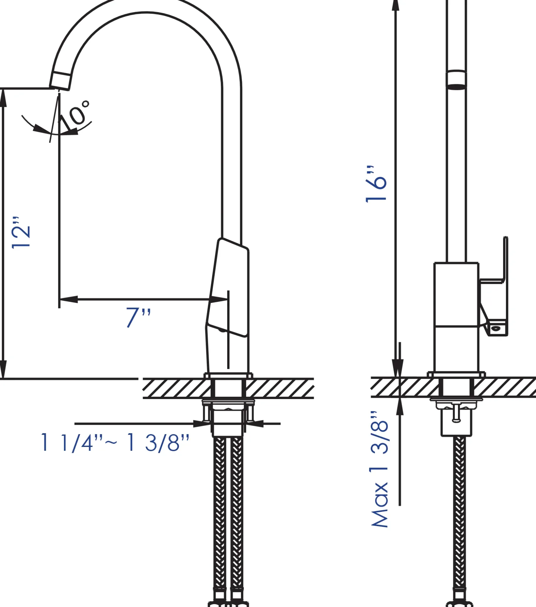 ALFI Polished Chrome Gooseneck Single Hole Bathroom Faucet, AB3470-PC