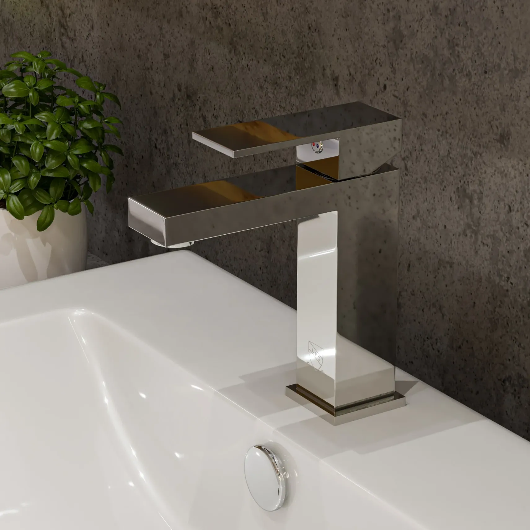 ALFI Polished Chrome Square Single Lever Bathroom Faucet, AB1229-PC