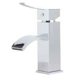 ALFI Polished Chrome Square Body Curved Spout Single Lever Bathroom Faucet, AB1258-PC