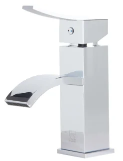ALFI Polished Chrome Square Body Curved Spout Single Lever Bathroom Faucet, AB1258-PC