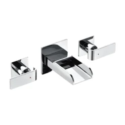 ALFI Polished Chrome Widespread Wall Mounted Modern Waterfall Bathroom Faucet, AB1796-PC
