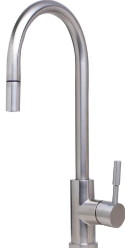 ALFI Solid Brushed Stainless Steel Single Hole Pull Down Kitchen Faucet, AB2028-BSS