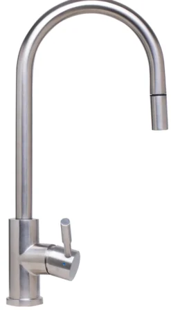 ALFI Solid Brushed Stainless Steel Single Hole Pull Down Kitchen Faucet, AB2028-BSS